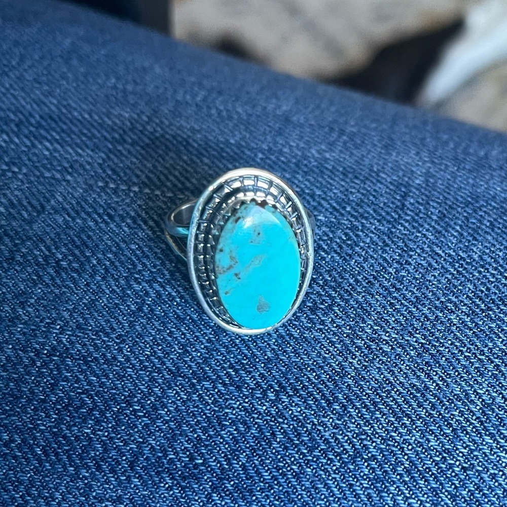 Oval Sterling Silver and Turquoise Ring
